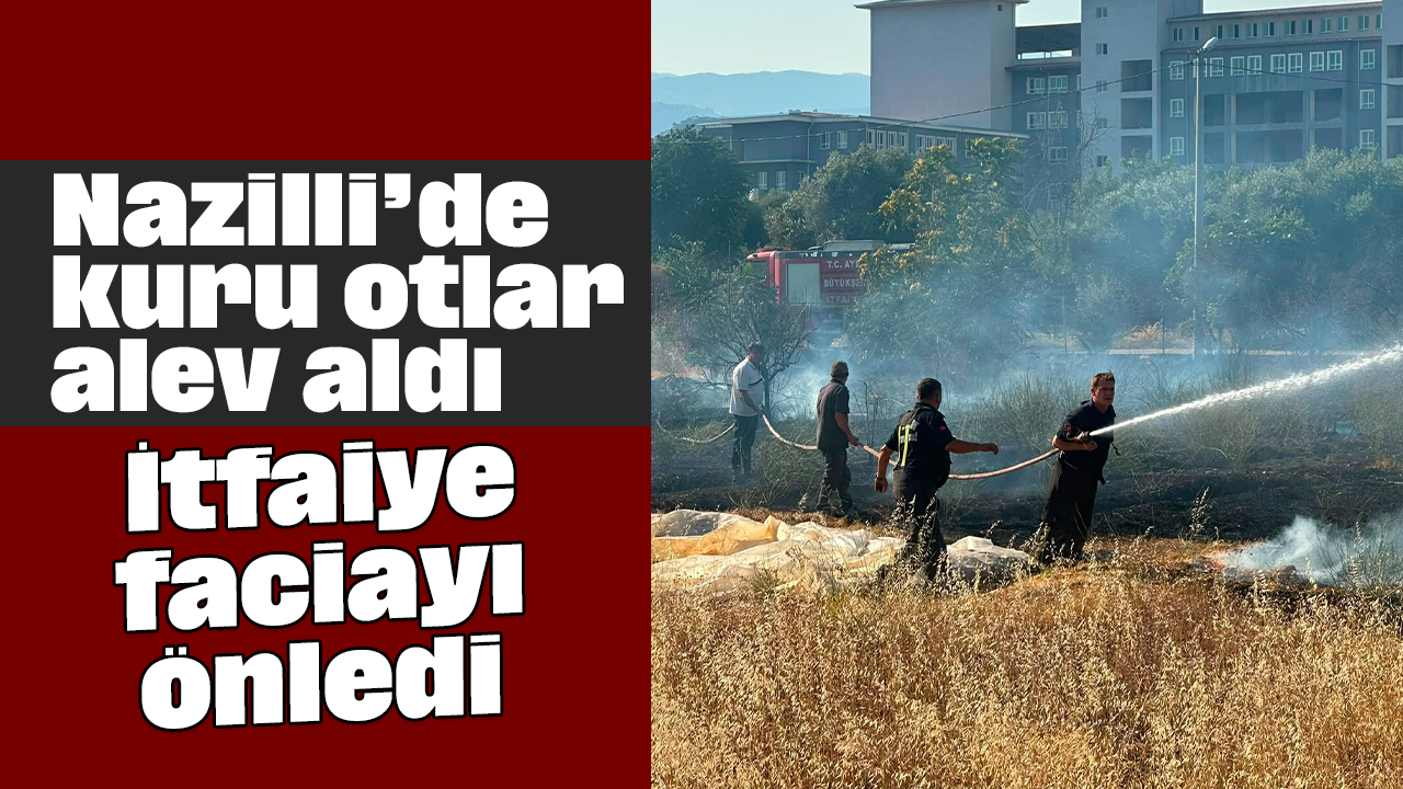 Nazilli’de kuru otlar alev aldı: İtfaiye faciayı önledi