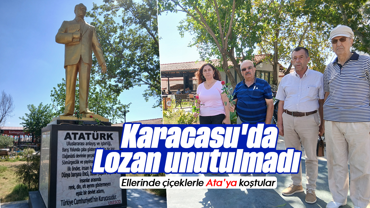 Karacasu'da Lozan unutulmadı: Ellerinde çiçeklerle Ata'ya koştular