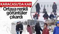 Karacasu'da kar ortaya renkli görüntüler çıkardı