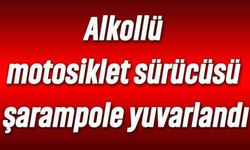 Alkollü motosiklet sürücüsü şarampole yuvarlandı