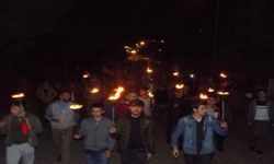 Karacasu'da atlı ve motosikletli fener alayı