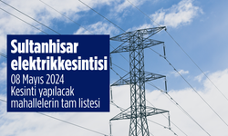 Aydem Duyurdu. Sultanhisar elektrik kesintisi 08 Mayıs 2024 Kesinti yapılacak mahallelerin tam listesi