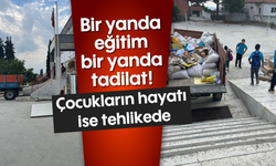 Bir yanda eğitim, bir yanda tadilat! Çocukların hayatı ise tehlikede