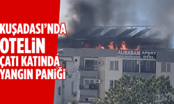 Kuşadası’nda otelin çatı katında yangın paniği