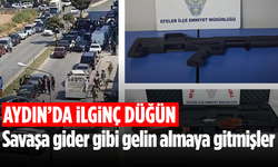 Aydın'da ilginç düğün: Savaşa gider gibi gelin almaya gitmişler