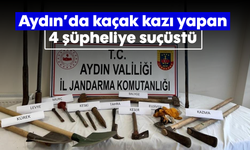 Aydın'da kaçak kazı yapan 4 şüpheliye suçüstü