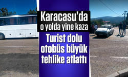 Karacasu'da o yolda yine kaza: Turist dolu otobüs büyük tehlike atlattı