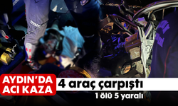 Aydın'da acı kaza: 4 araç çarpıştı, 1 ölü 5 yaralı