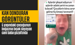 Kan donduran görüntüler: 5 yaşındaki çocuğun boğazına bıçak dayadı