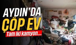 Aydın'da çöp ev; İki kamyon çöp çıktı