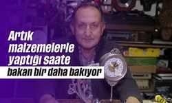 Artık malzemelerle yaptığı saate, bakan bir daha bakıyor