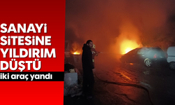 Sanayi sitesine yıldırım düştü: İki araç yandı