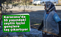 Karacasu'da 55 yaşındaki zeytin işçisi gençlere taş çıkartıyor