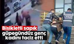 Bisikletli sapık, güpegündüz genç kadını taciz etti