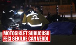 Motosiklet sürücüsü feci şekilde can verdi