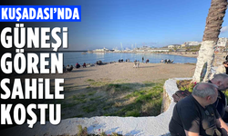 Kuşadası’nda güneşi gören sahile koştu