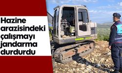 Hazine arazisindeki çalışmayı jandarma durdurdu