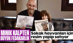 Minik kalpten büyük fedakarlık: Sokak hayvanları için resim yapıp, satıyor