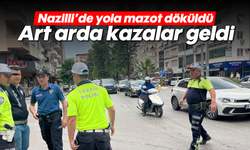 Nazilli'de yola mazot döküldü, art arda kazalar geldi