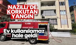 Nazilli'de korkutan yangın: Ev kullanılamaz hale geldi