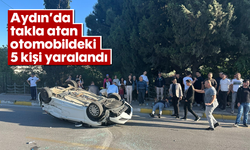 Aydın'da takla atan otomobildeki 5 kişi yaralandı