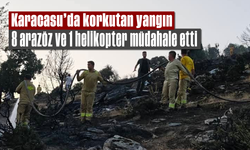 Karacasu'da korkutan yangın: 8 arazöz ve 1 helikopter müdahale etti