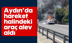 Aydın'da hareket halindeki araç alev aldı