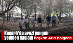 Koçarlı'da arazi yangını yeniden başladı: Başkan Arıcı bölgede
