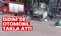 Didim'de otomobil takla attı