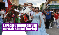 Karacasu'da atlı davullu zurnalı sünnet korteji