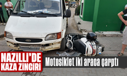 Nazilli’de kaza zinciri: Motosiklet iki araca çarptı