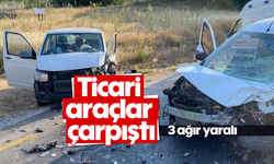 Ticari araçlar çarpıştı: 3 ağır yaralı