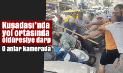 Kuşadası'nda yol ortasında öldüresiye darp: O anlar kamerada