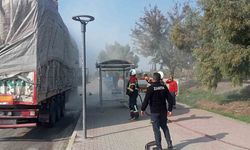 Aydın'da pamuk yüklü tırda yangın çıktı