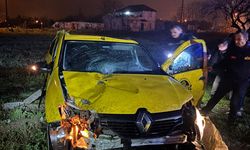 Aydın'da taksi tarlaya uçtu