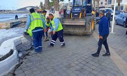Aydın Büyükşehir Belediyesi tarafından Kuşadası’nda sahil şeridinde çalışma başlatıldı