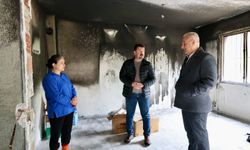 Evi yanan aileye Başkan Kıvrak'tan yardım eli