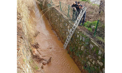 Kanala düşen köpeği itfaiye ekipleri kurtardı