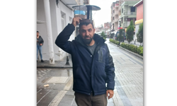 Germencik’te şaşkınlık veren görüntü: Baca kapağını başına taktı