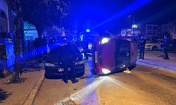 Nazilli'de 79 yaşındaki sürücü korkuttu: Otomobili yan yattı