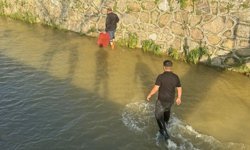 Germencik’te göletten kaçan balıkları vatandaşlar yakaladı