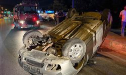 Aydın'da kontrolden çıkan otomobil ters döndü