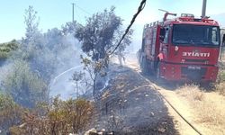 Karacasu'da kopan elektrik kablosu yangına sebep oldu