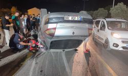 Ters şeride giren araç takla attı
