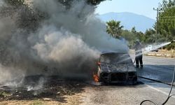 Karacasu'da otomobil yangını