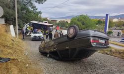 Aydın’da freni patlayan otomobil takla attı