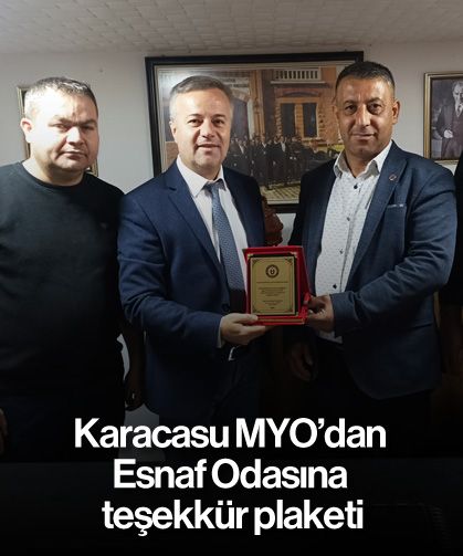 Karacasu MYO'dan, Esnaf Odasına teşekkür plaketi