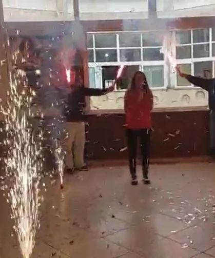 Avrupa İkincisi Nefise’ye meşaleli karşılama