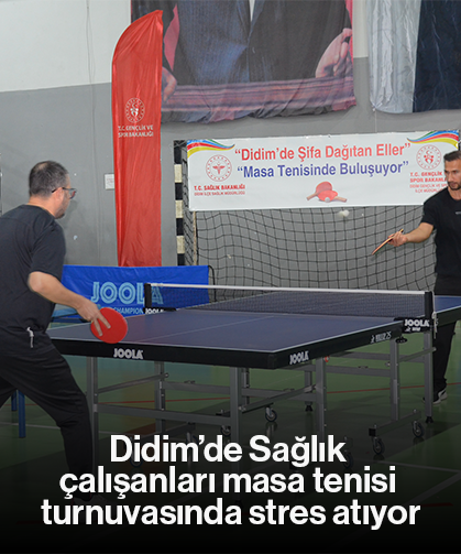 Didim’de Sağlık çalışanları masa tenisi turnuvasında stres atıyor