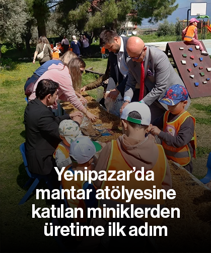 Yenipazar’da mantar atölyesine katılan miniklerden üretime ilk adım